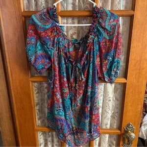 NWOT Y2K Moda International Colorful Paisley Women's Top